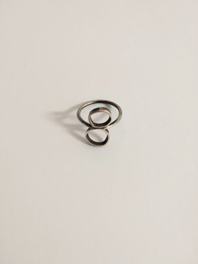 anell plata dos cercles fita oxid patina