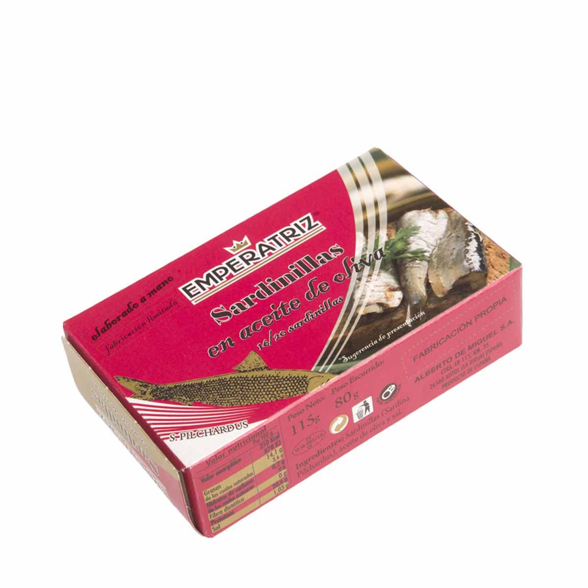 Sardines en Oli d'Oliva Llauna 125ml - Emperatriz