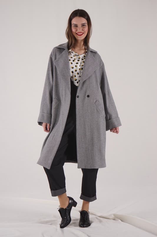 Abric Orazia beix/espiga 5 Abric de llana boucle espiga gris Dona Kolors