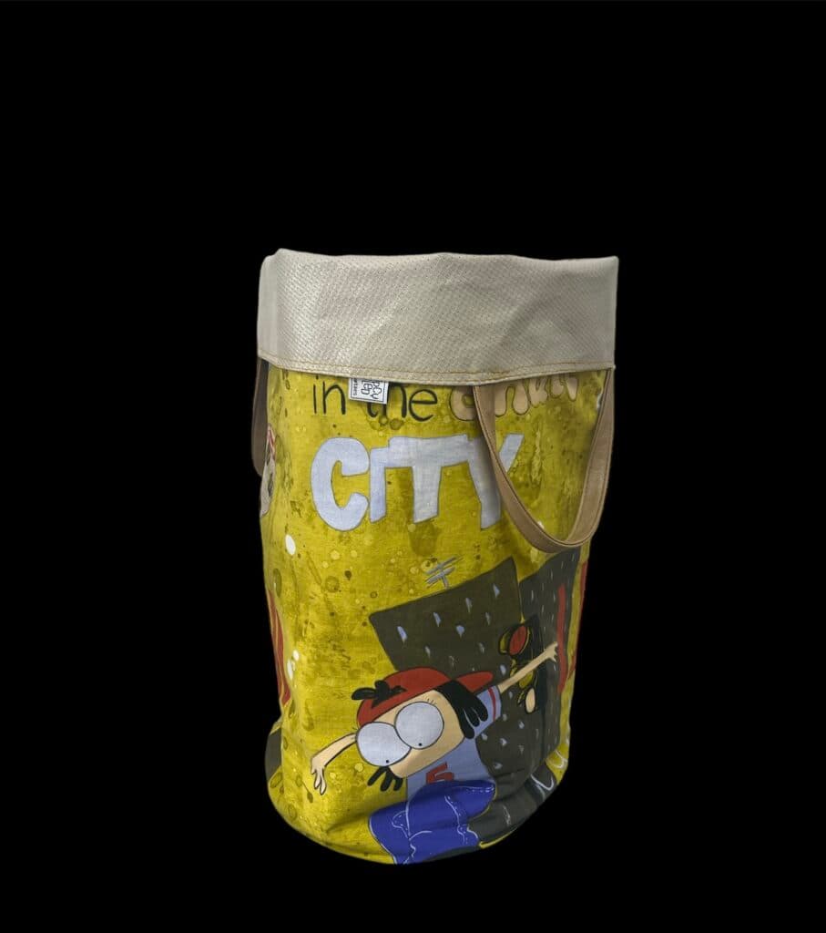 Contenidor de tela reutilitzada de dibuixos animats -UPCYCLED CARTAES- - Imatge 4