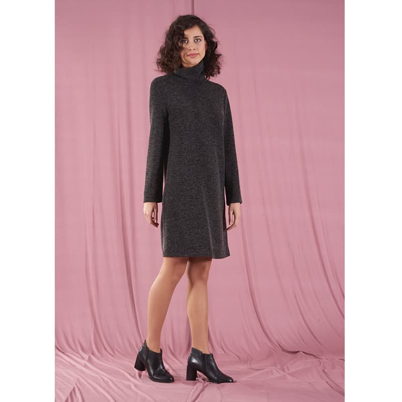 Vestit Dorcas gris/ocre/teula/rosa 2 Vestit de punt gris Dona Kolors