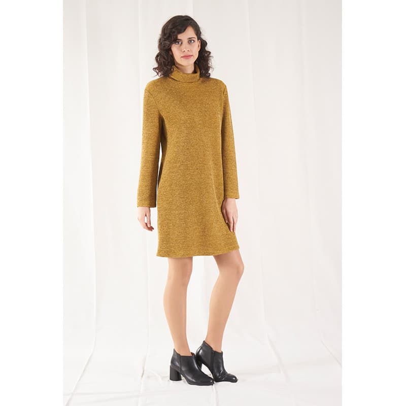 Vestit Dorcas gris/ocre/teula/rosa 7 Vestit de punt ocre Dona Kolors