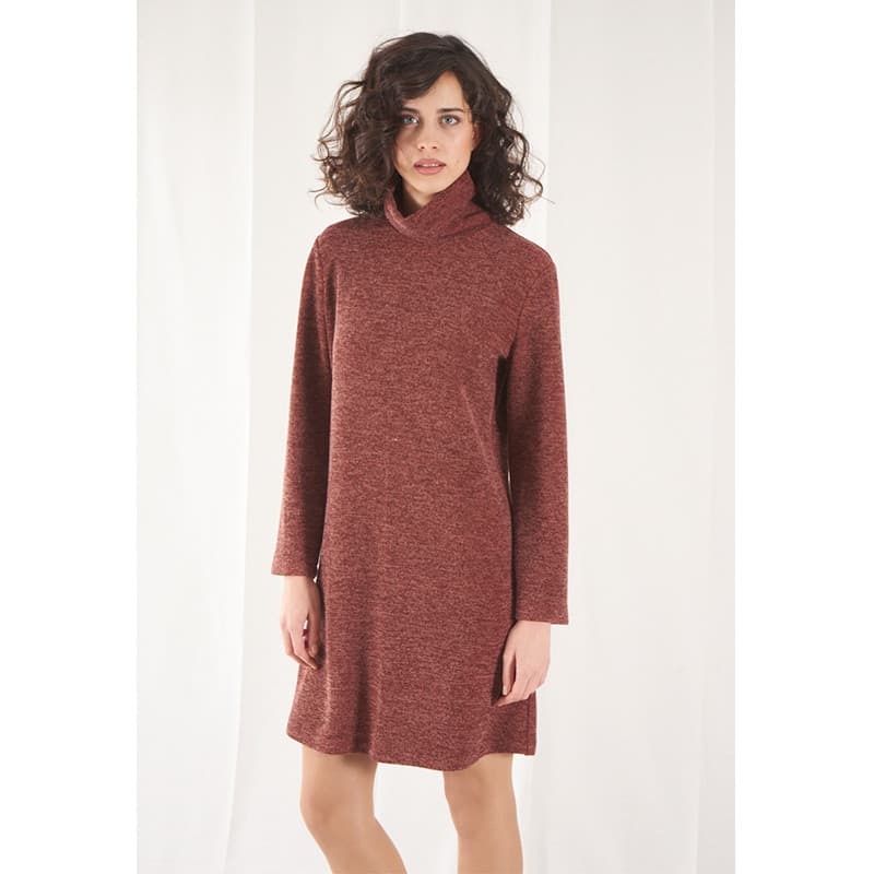 Vestit Dorcas gris/ocre/teula/rosa 13 Vestit de punt teula Dona Kolors